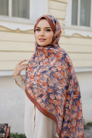 Tensel Şal - Batik Desen - Kiremit