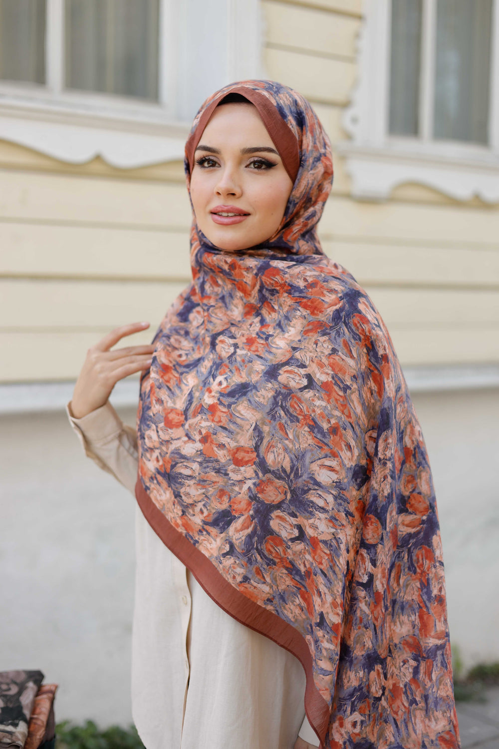 Tensel Şal - Batik Desen - Kiremit