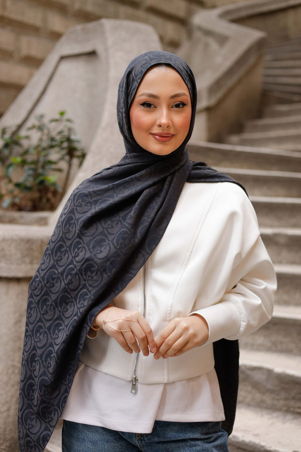 Soft Jakar Şal - Dama Desen - Antrasit