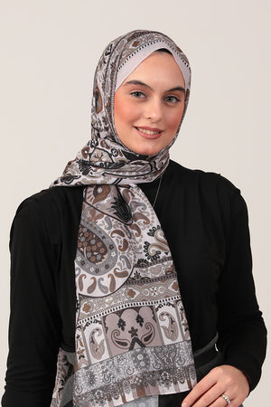 Pamuk İpek Şal - Damla Desen - Sütlü Kahve