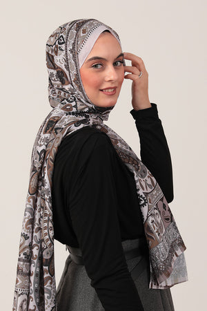 Pamuk İpek Şal - Damla Desen - Sütlü Kahve