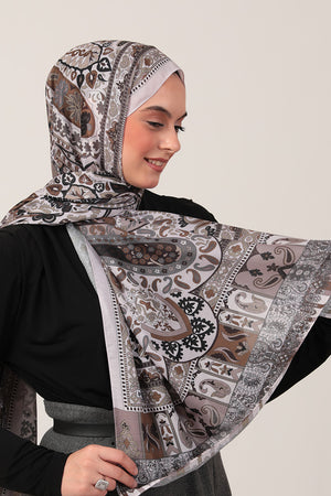 Pamuk İpek Şal - Damla Desen - Sütlü Kahve