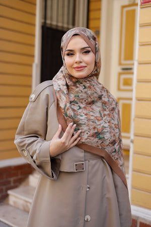 Tensel Şal - Batik Desen - Kahve Yeşil