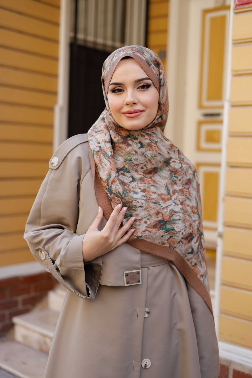 Tensel Şal - Batik Desen - Kahve Yeşil