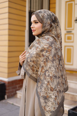 Tensel Şal - Batik Desen - Haki Yeşili