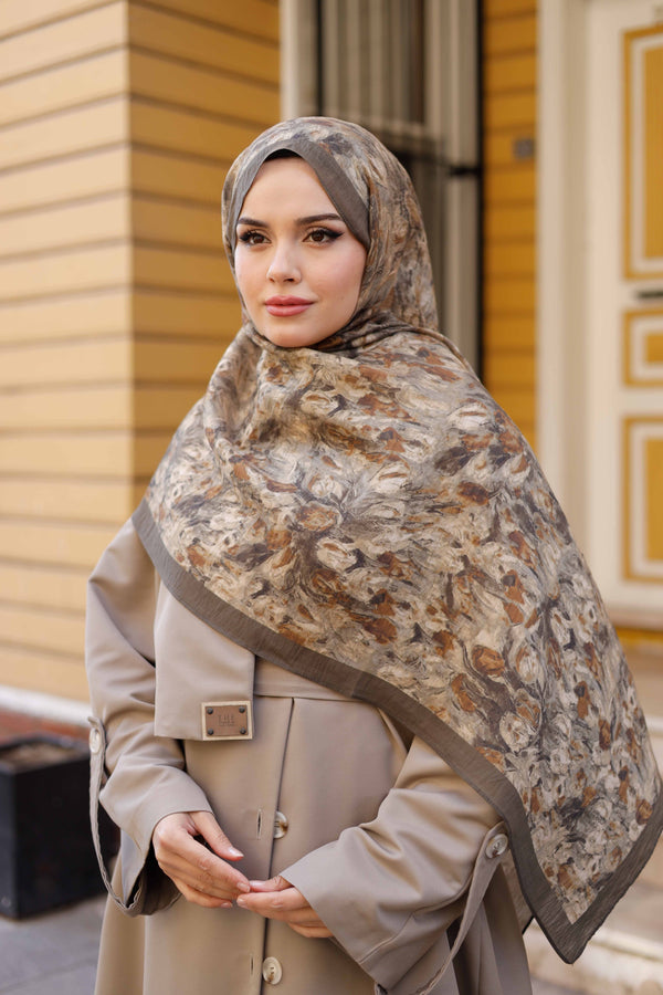 Tensel Şal - Batik Desen - Haki Yeşili