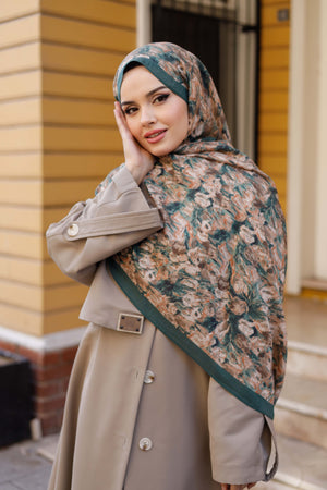 Tensel Şal - Batik Desen - Zümrüt Yeşili