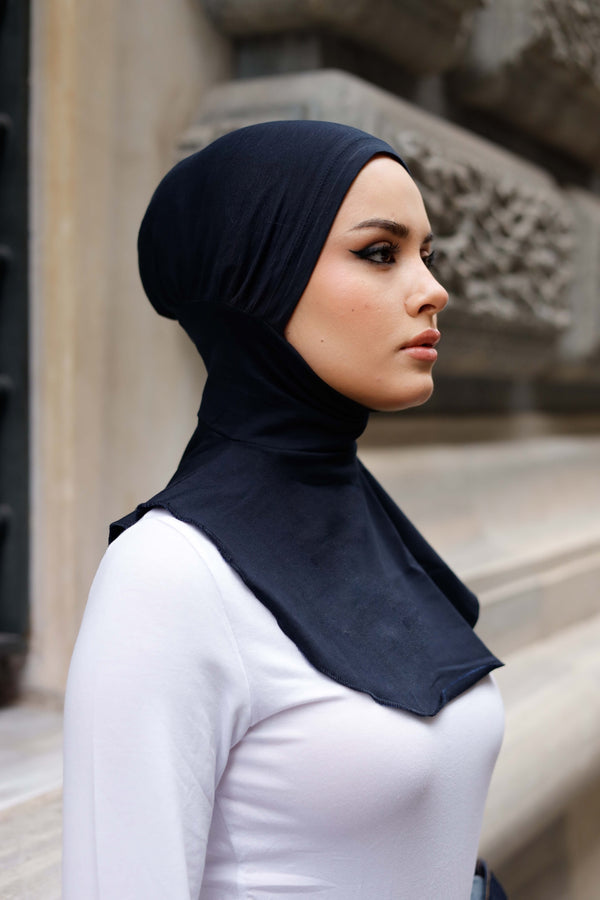 Boyunluklu Hijab Bone - Özel Üretim - Lacivert