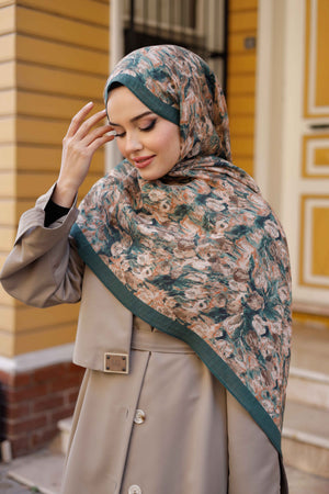 Tensel Şal - Batik Desen - Zümrüt Yeşili