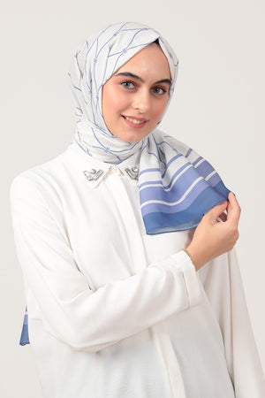 Pamuk İpek Şal - Dalga Desen - Eflatun