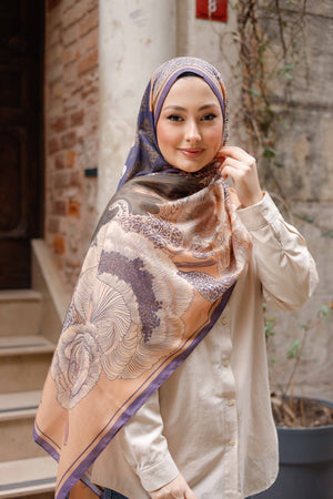 Efilia Desenli Şal - Mercan Bahçesi - Açık Kahverengi