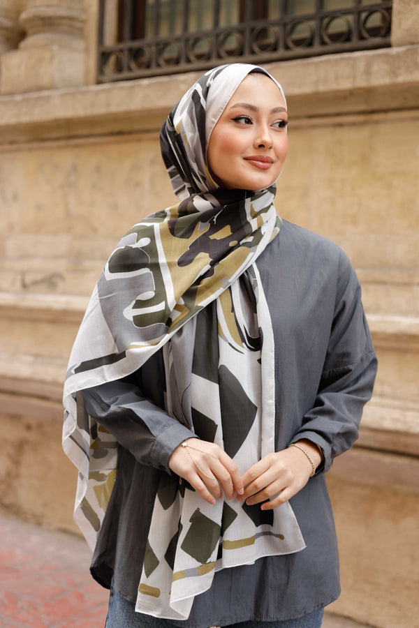 Efilia Desenli Şal - Pastel Yolculuk - Taş