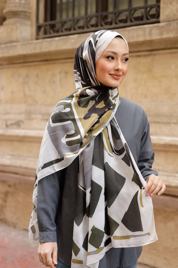Efilia Desenli Şal - Pastel Yolculuk - Taş