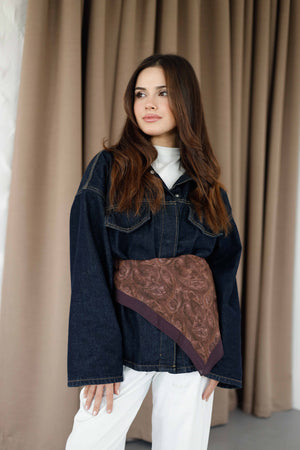 %100 Organik Pamuk Fular - Şal Desen - Mürdüm