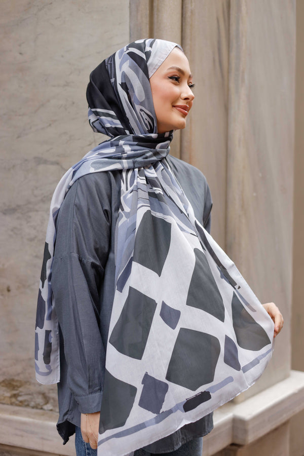 Efilia Desenli Şal - Pastel Yolculuk - Lila