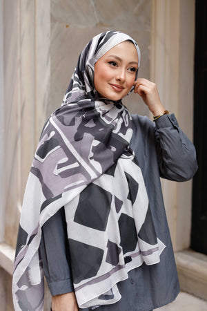 Efilia Desenli Şal - Pastel Yolculuk - Siyah