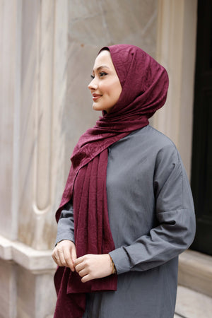 Soft Jakar Şal - Dama Desen - Mürdüm