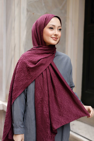 Soft Jakar Şal - Dama Desen - Mürdüm