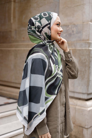 Efilia Desenli Şal - Pastel Yolculuk - Yeşil