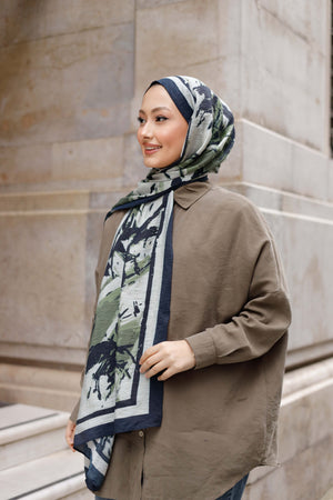 Vierra Desenli Şal - Özgür Fırçalar - Haki