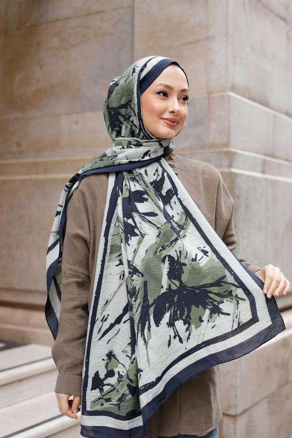 Vierra Desenli Şal - Özgür Fırçalar - Haki
