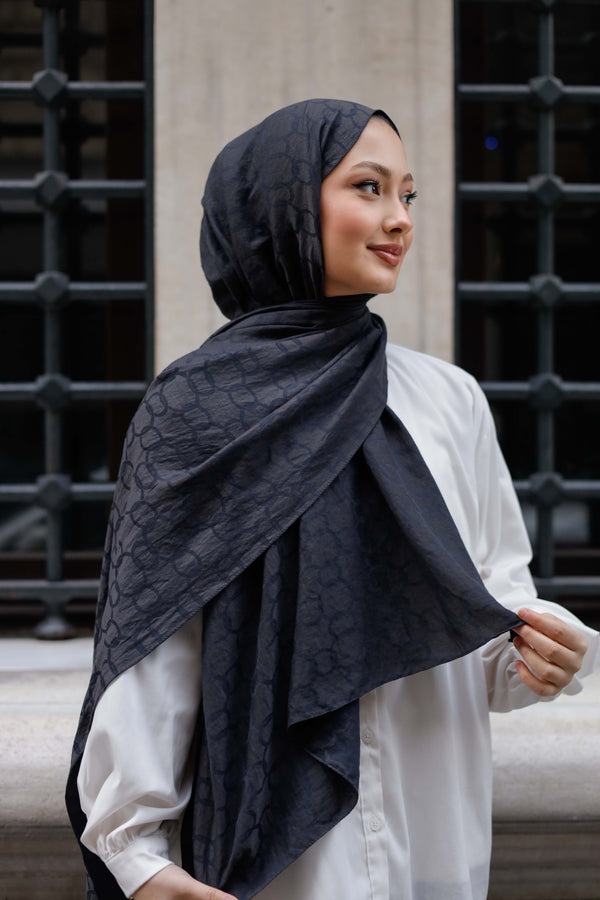 Soft Jakar Şal - Zincir Desen - Antrasit