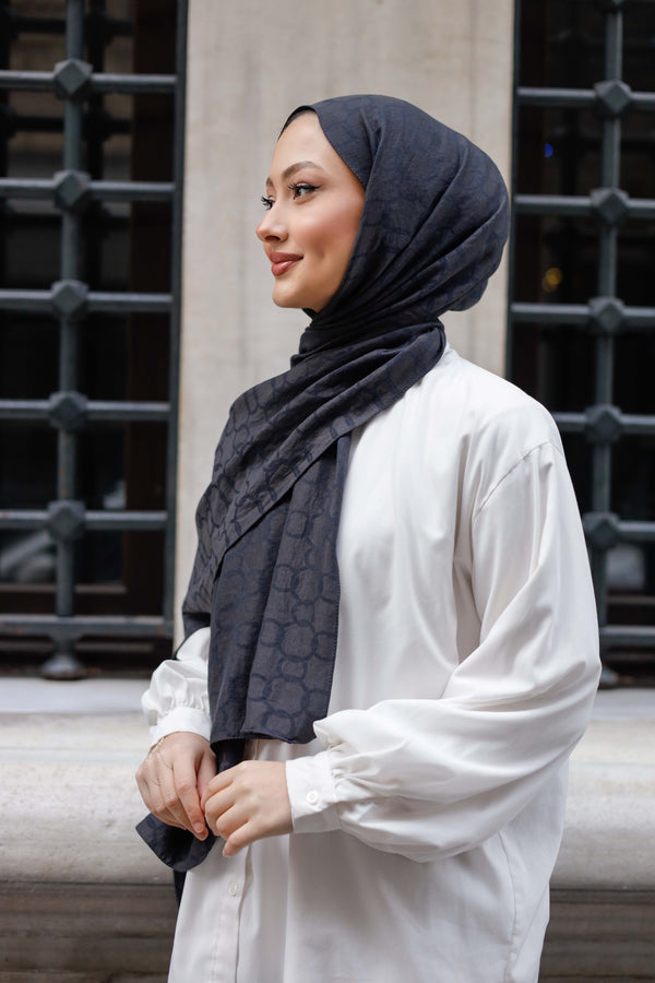 Soft Jakar Şal - Zincir Desen - Antrasit