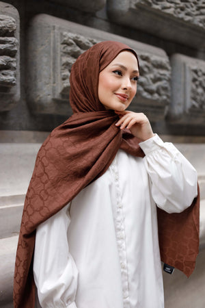 Soft Jakar Şal - Zincir Desen - Çikolata Kahve