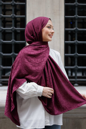 Soft Jakar Şal - Zincir Desen - Mürdüm