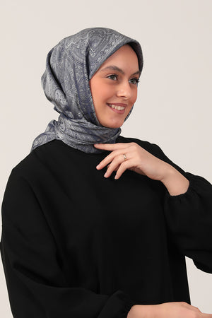 İpeksi Çift Taraflı Jakar Eşarp - Mavi