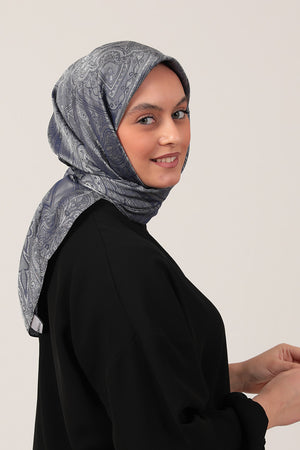 İpeksi Çift Taraflı Jakar Eşarp - Mavi