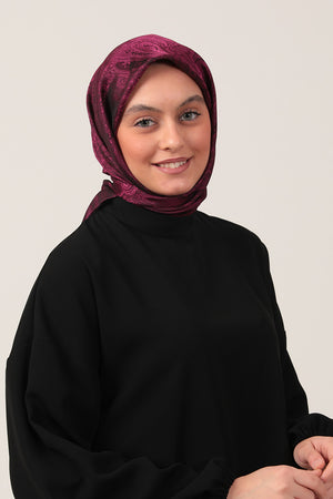 İpeksi Çift Taraflı Jakar Eşarp - Fuşya