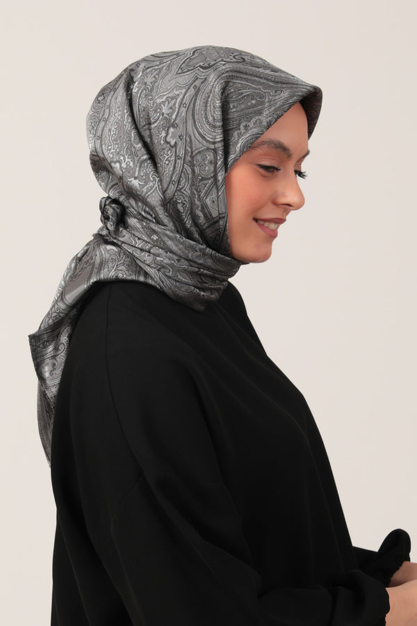 İpeksi Çift Taraflı Jakar Eşarp - Füme