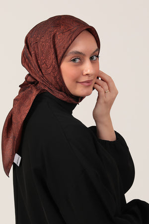 İpeksi Çift Taraflı Jakar Eşarp - Bakır