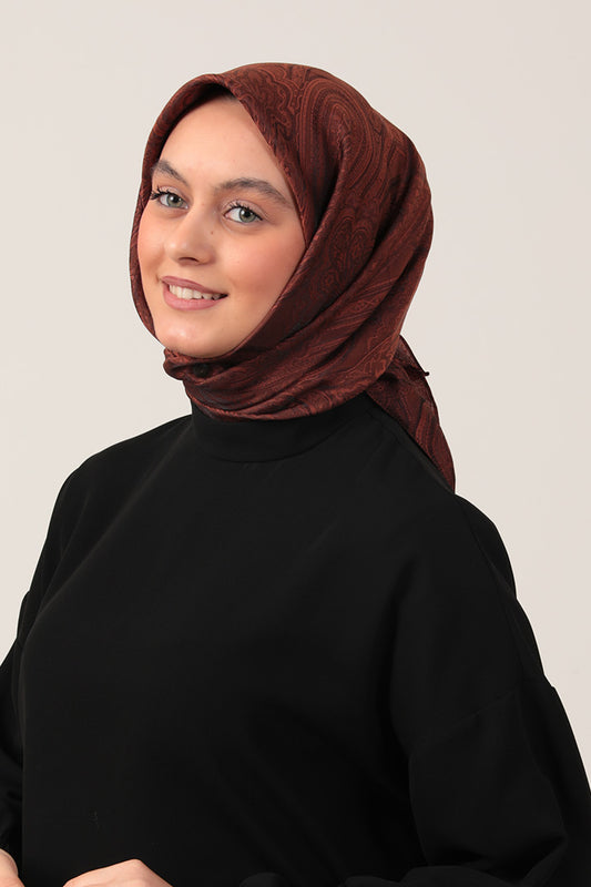 İpeksi Çift Taraflı Jakar Eşarp - Bakır