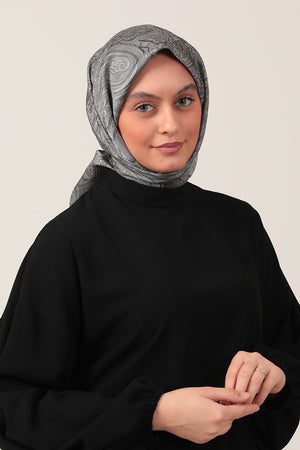 İpeksi Çift Taraflı Jakar Eşarp - Gri