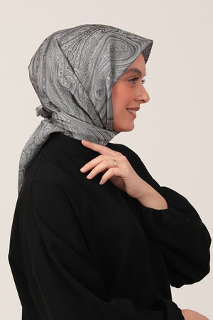 İpeksi Çift Taraflı Jakar Eşarp - Gri