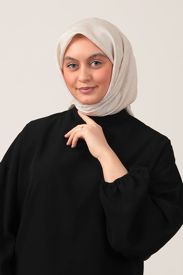 İpeksi Çift Taraflı Jakar Eşarp - Latte