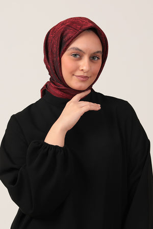 İpeksi Çift Taraflı Jakar Eşarp - Bordo