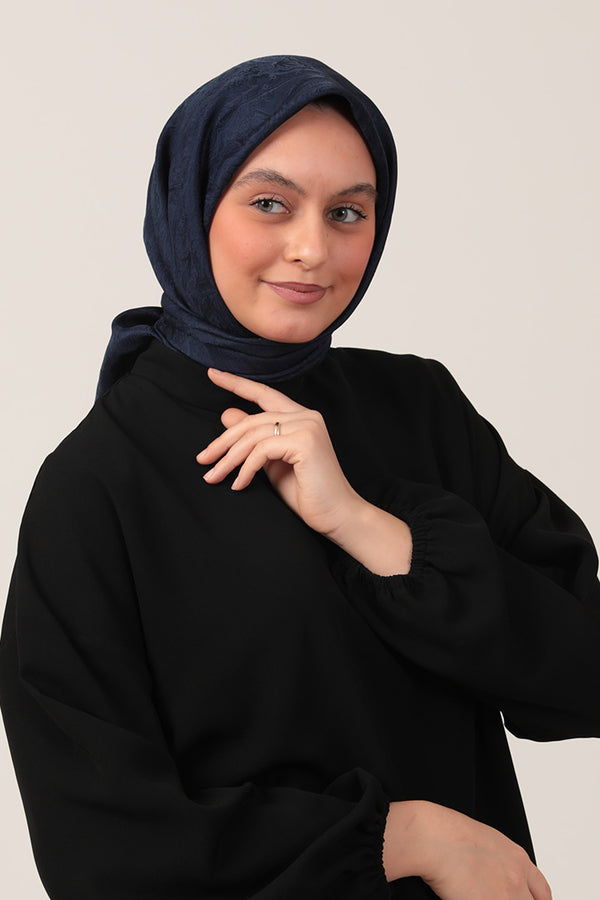 İpeksi Çift Taraflı Jakar Eşarp - Lacivert