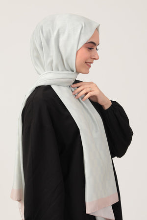 Pamuk İpek Şal - Dama Desen - Ekru Pudra