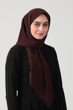 Medine İpeği Eşarp 110 x 110 cm - Koyu Kahve