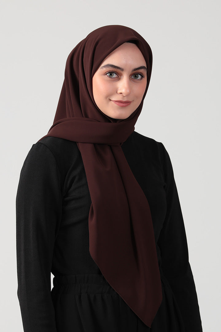 Medine İpeği Eşarp 110 x 110 cm - Koyu Kahve