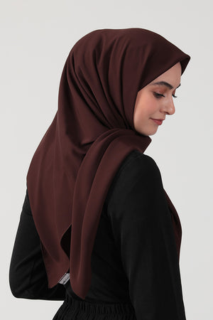 Medine İpeği Eşarp 110 x 110 cm - Koyu Kahve