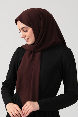 Medine İpeği Eşarp 110 x 110 cm - Koyu Kahve