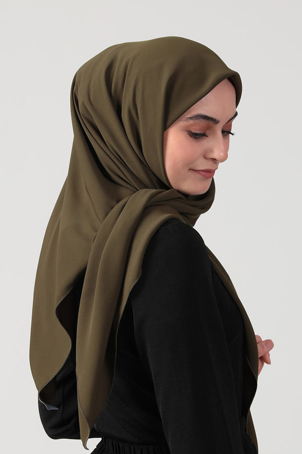 Medine İpeği Eşarp 110 x 110 cm - Ceviz Yeşili