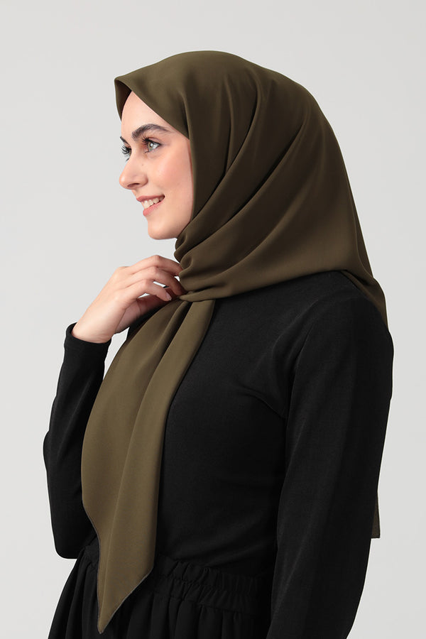 Medine İpeği Eşarp 110 x 110 cm - Ceviz Yeşili