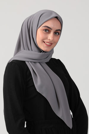 Medine İpeği Eşarp 110 x 110 cm - Koyu Gri