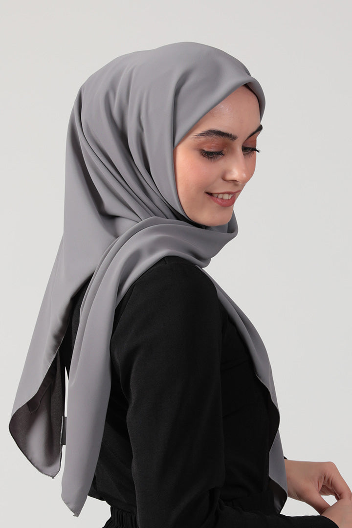 Medine İpeği Eşarp 110 x 110 cm - Koyu Gri