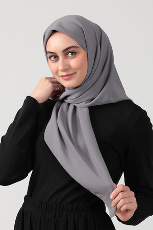 Medine İpeği Eşarp 110 x 110 cm - Koyu Gri